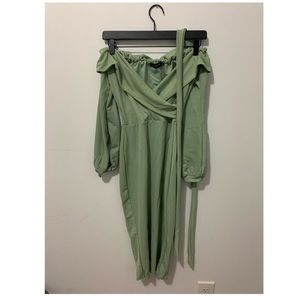 Off shoulder mint green dress